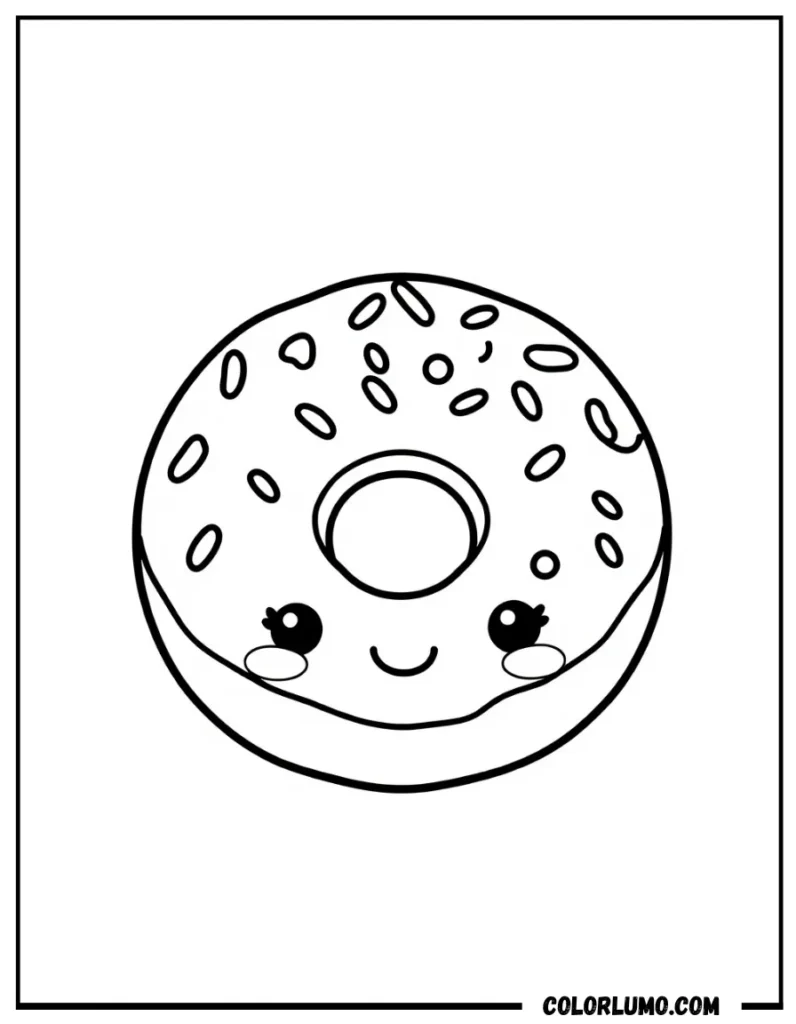 Cute donut coloring page