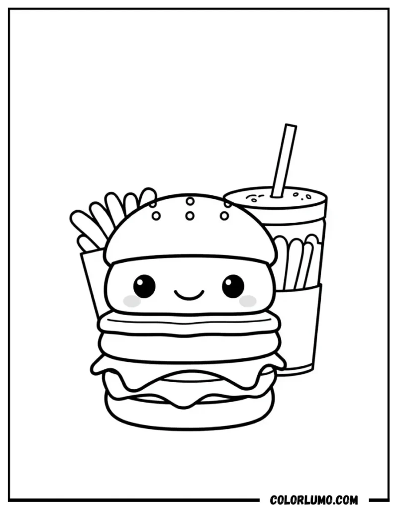 Kawaii Fast Food Set coloring pages
