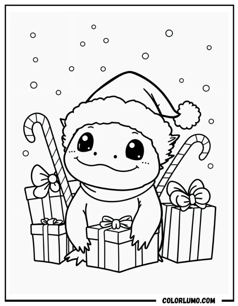 Christmas axolotl coloring pages
