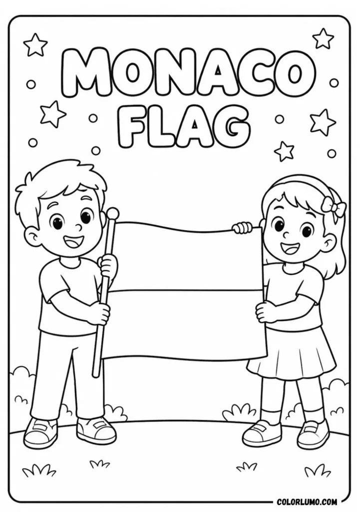 Monaco Flag With Cute Kids Theme