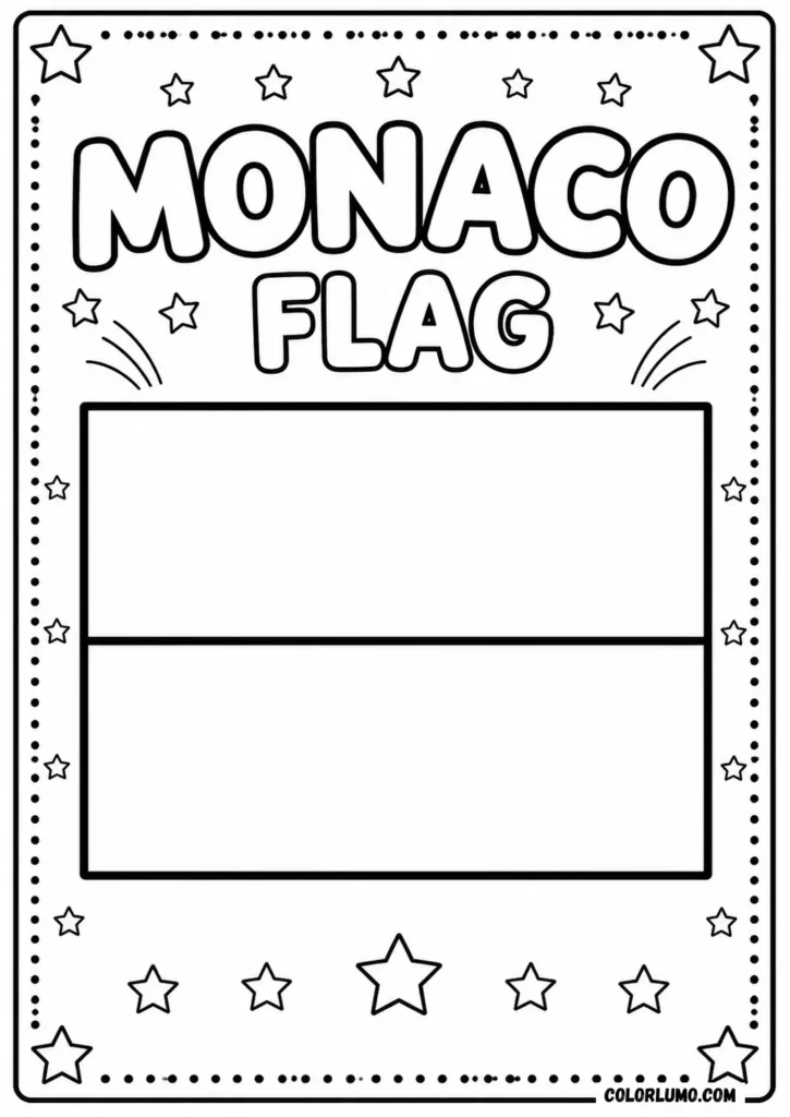 Simple Monaco Flag Coloring Page