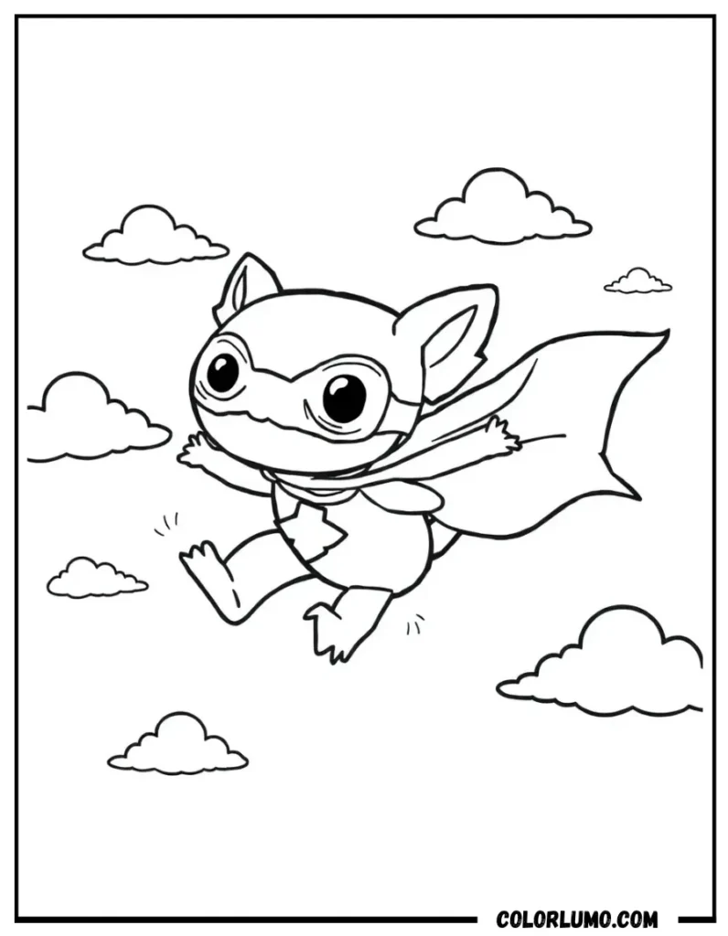 Superbhero axolotl coloring page