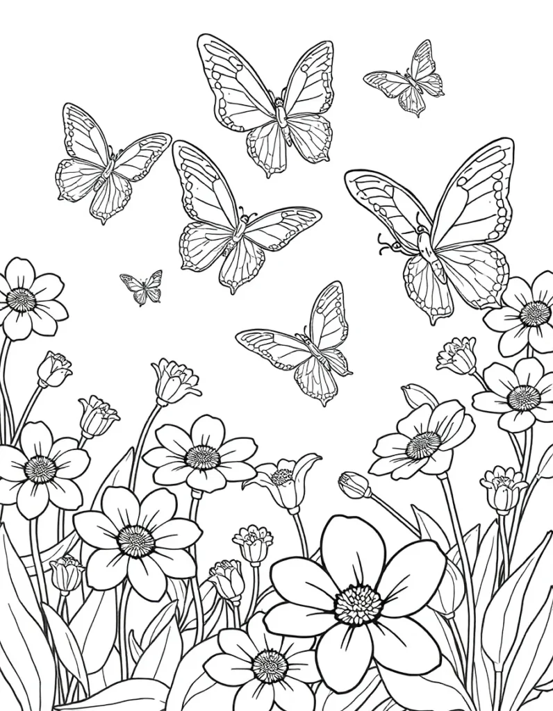 Beautiful Butterfly & Flower Scene