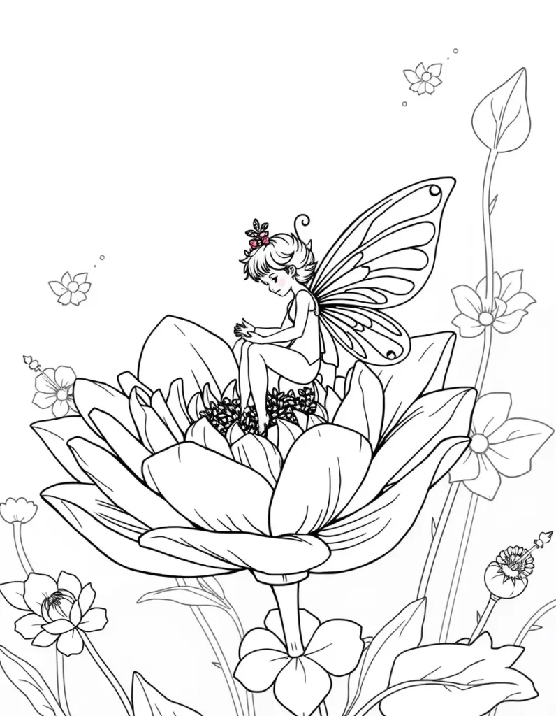 Fairy Sitting on Flower