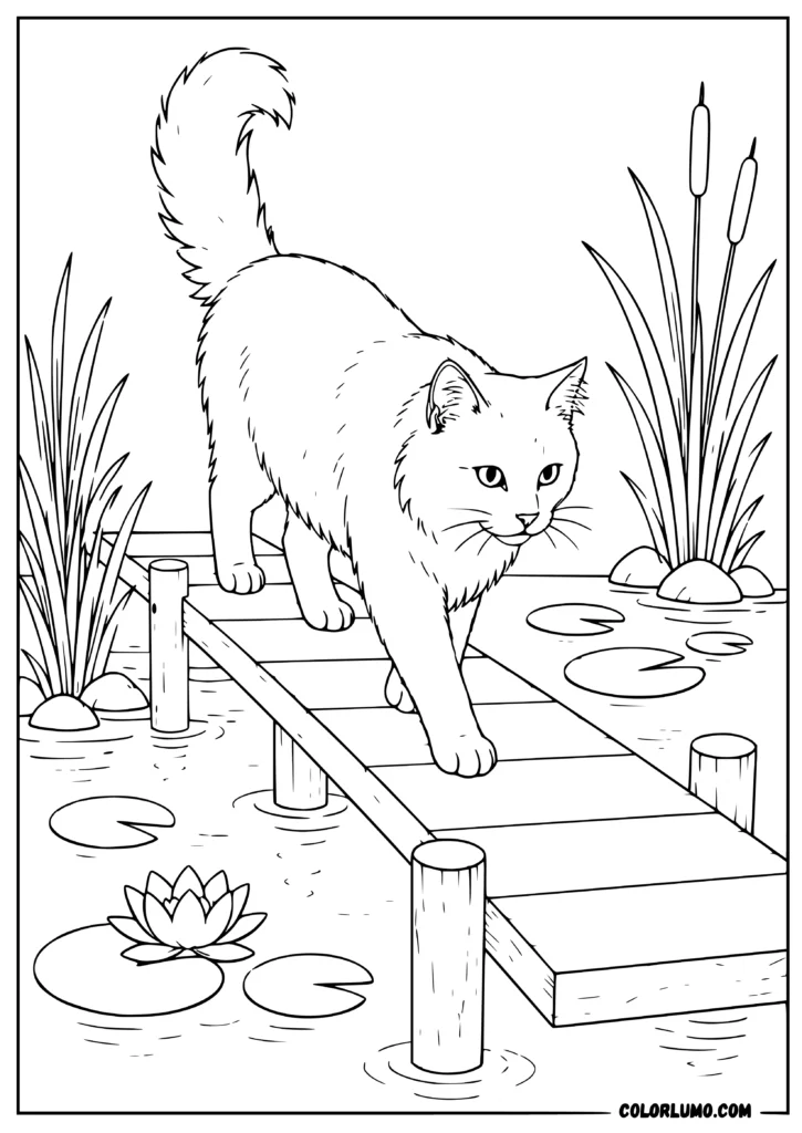 A realistic Turkish Angora cat coloring sheets