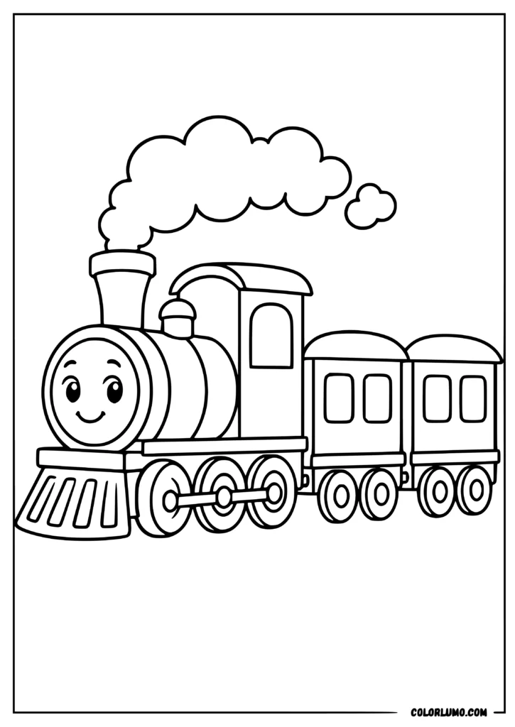 simple steam train coloring page for kids
