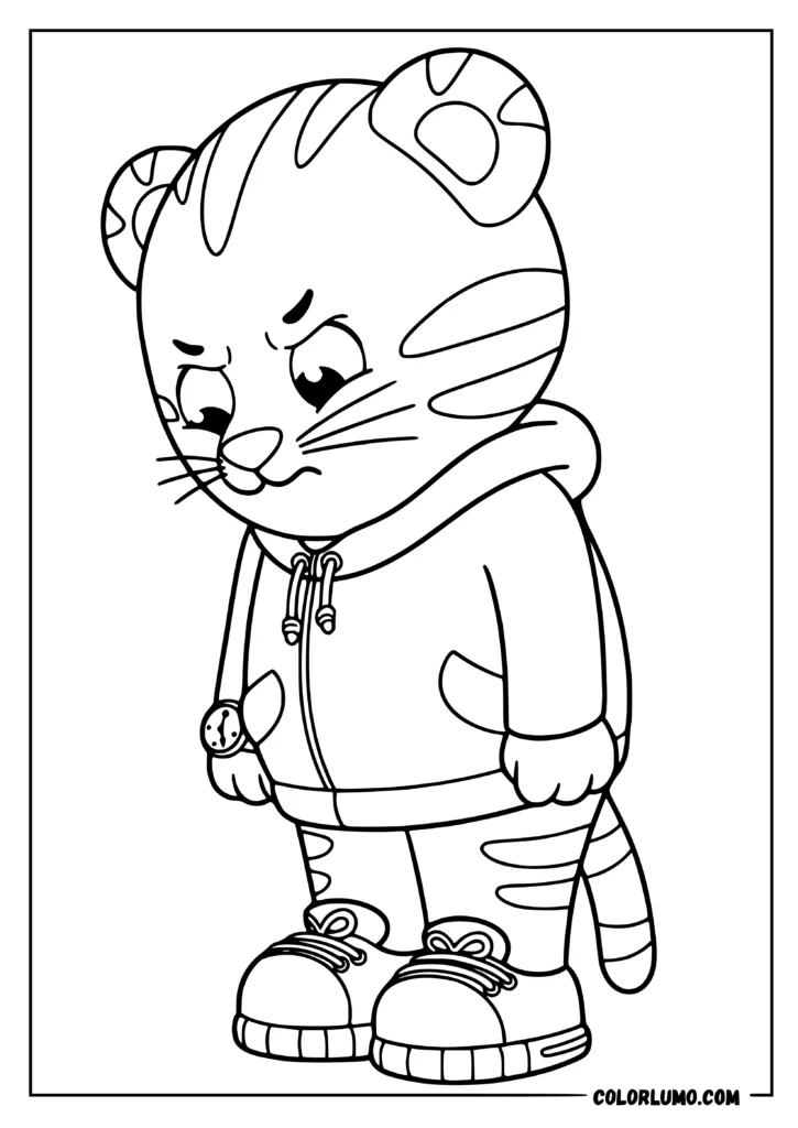 Daniel Tiger coloring pages featuring Daniel Tiger getting angry