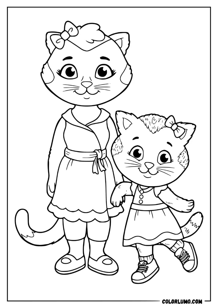 Katerina Kittycat coloring pages featuring Katerina Kittycat with his mom Henrietta Pussycat