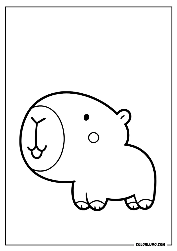 Simple capybara coloring page with a cartoon design