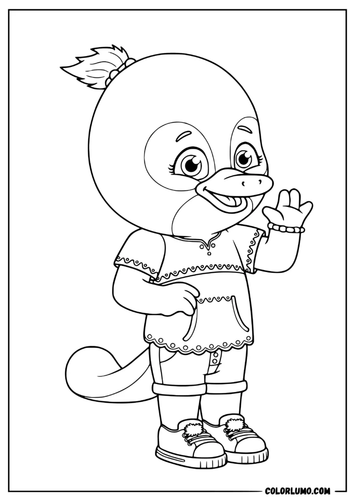 jodi platypus coloring pages featuring jodi platypus standing and waving her hand